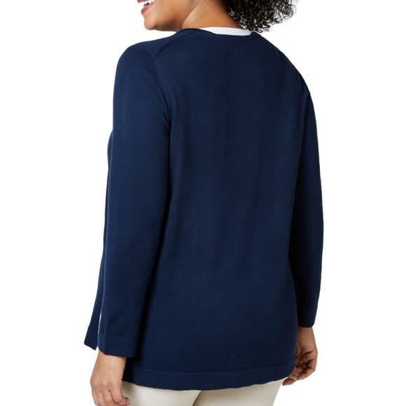 Charter Club Navy Blue Split Hem Sweater 2X - Picture 2 of 5